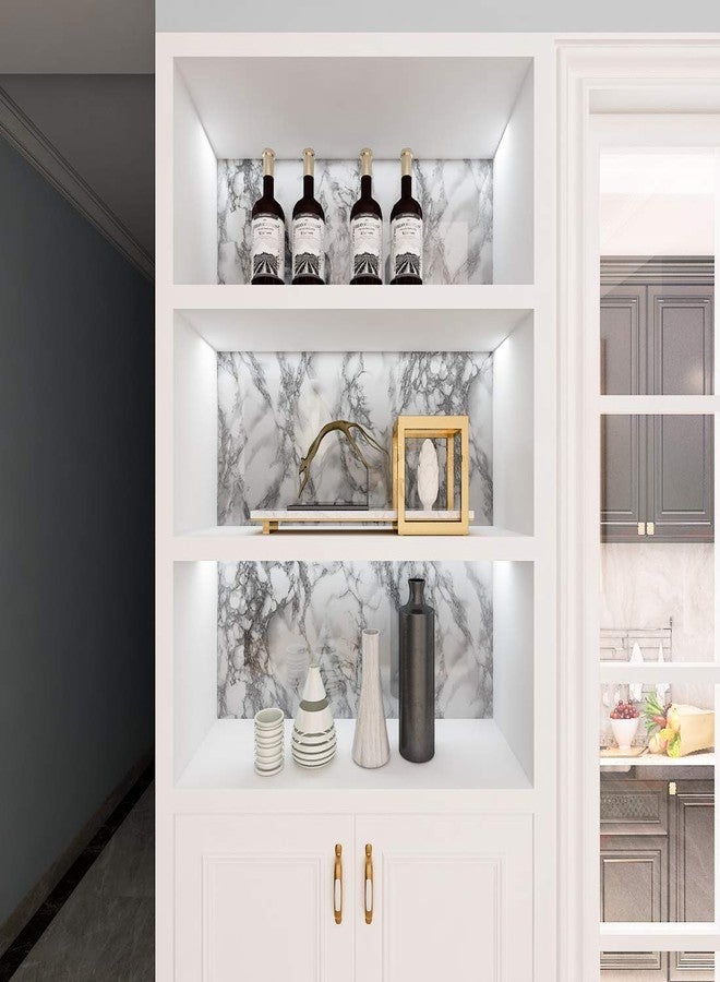 ويسدم ورق جدران رخامي لاصق من WISDOM، مناسب لتجديد الأثاث/خزائن المطبخ والطاولات، ورق جدران رخامي ذاتي اللصق، مقاس 2 قدم × 8 قدم (رخام ألياف أبيض). - Image 2